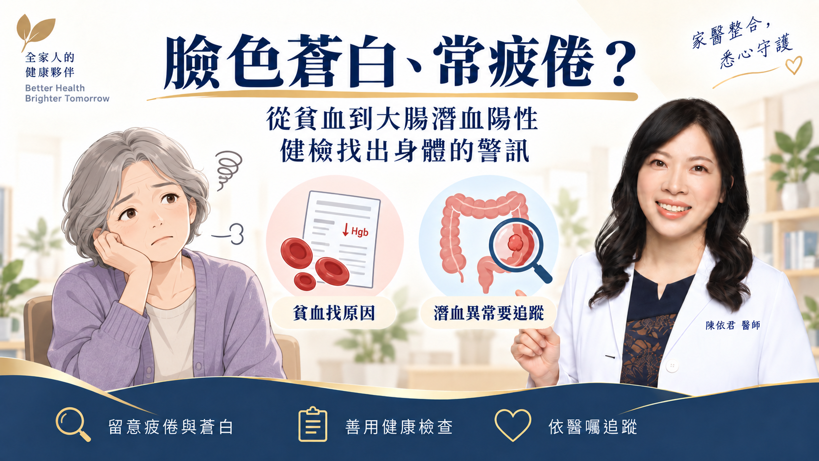 自由健康網刊登|臉色蒼白,健檢揪出大腸潛血陽性